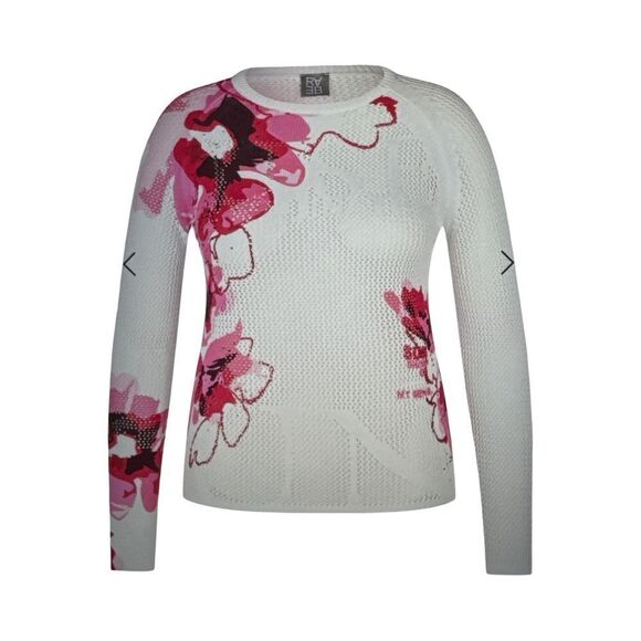 Rabe Sweaters - RABE FLORAL PRINT AJOUR KNITTED SWEATER